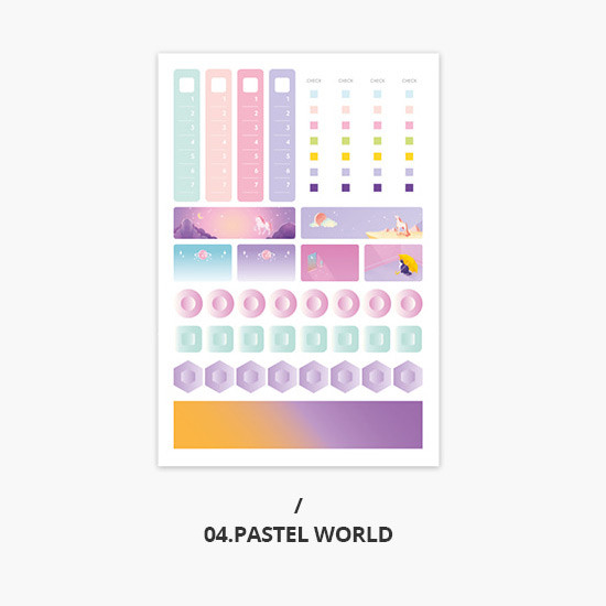 Pastel world - Second Mansion Schedule check deco planner sticker set
