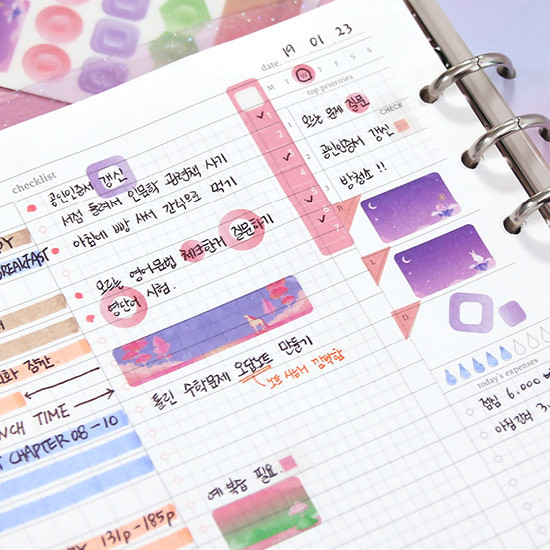 Usage example of  Second Mansion Schedule check deco planner sticker set