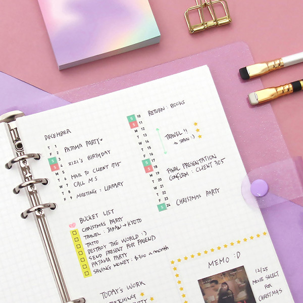 Usage example - Second Mansion Damwha 6-ring A5 size grid notebook