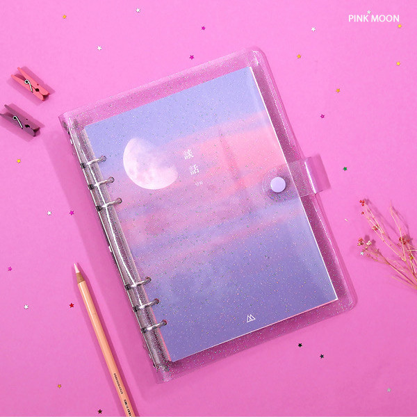 Pink moon - Second Mansion Damwha 6-ring A5 size grid notebook