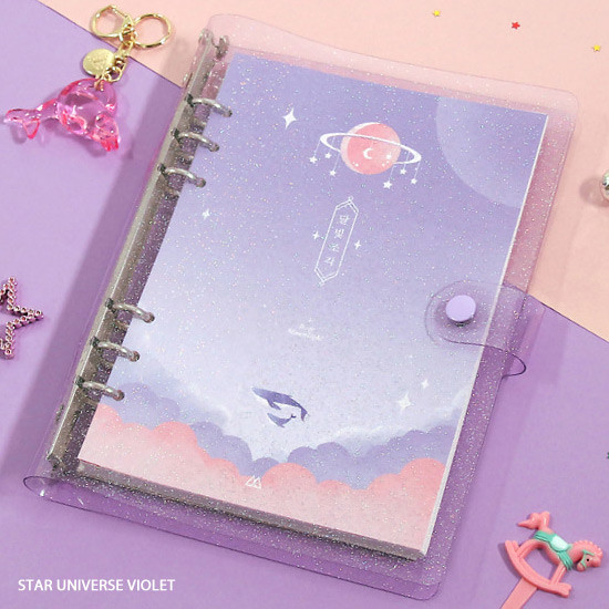 Star universe violet - Twinkle moonlight A5 6-ring dateless weekly diary planner