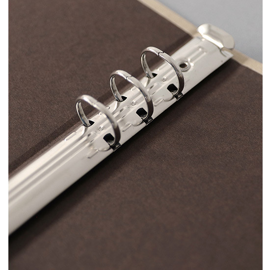 6 ring metal binder - PAPERIAN Book cloth A5 size 6 ring binder with elastic band