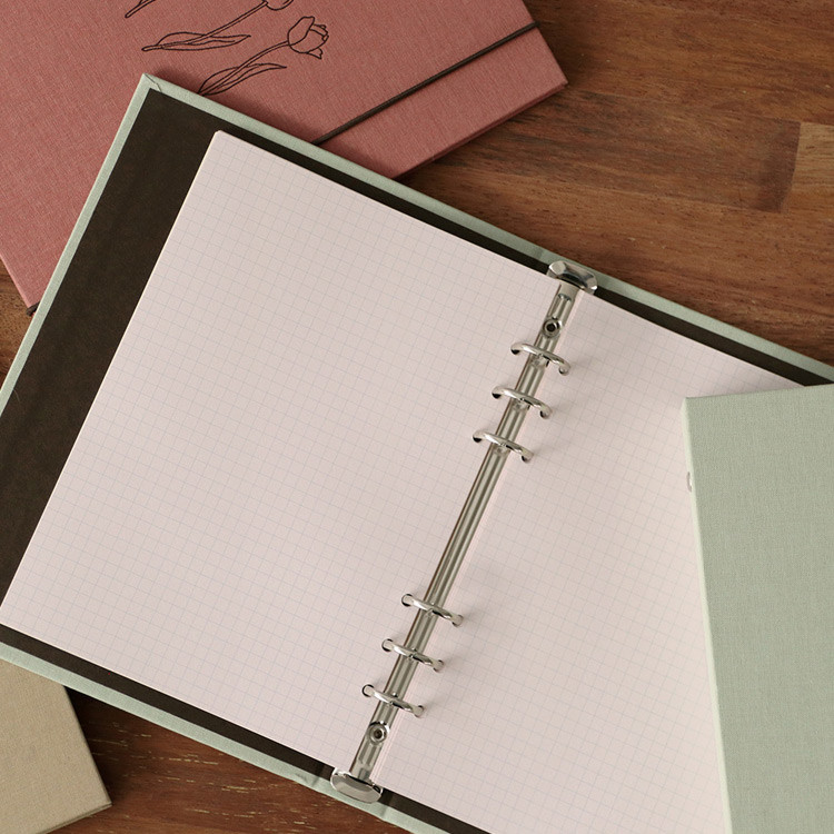 PAPERIAN Book cloth A5 size 6 ring binder with elastic band