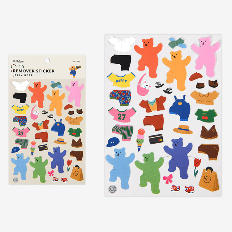 Ootd - Dailylike Jelly bear removable deco sticker set of 8 sheets