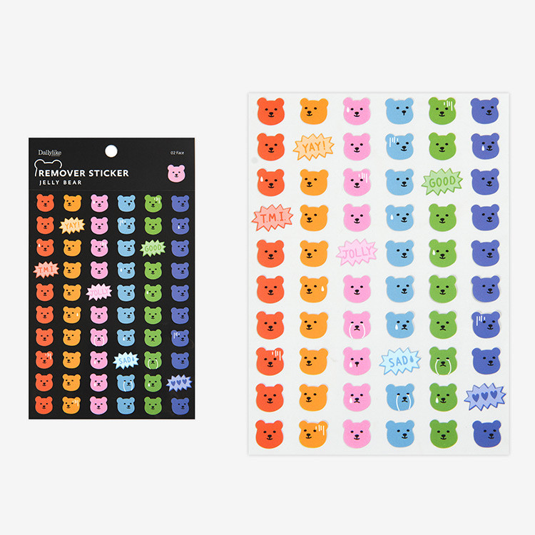 Face - Dailylike Jelly bear removable deco sticker set of 8 sheets