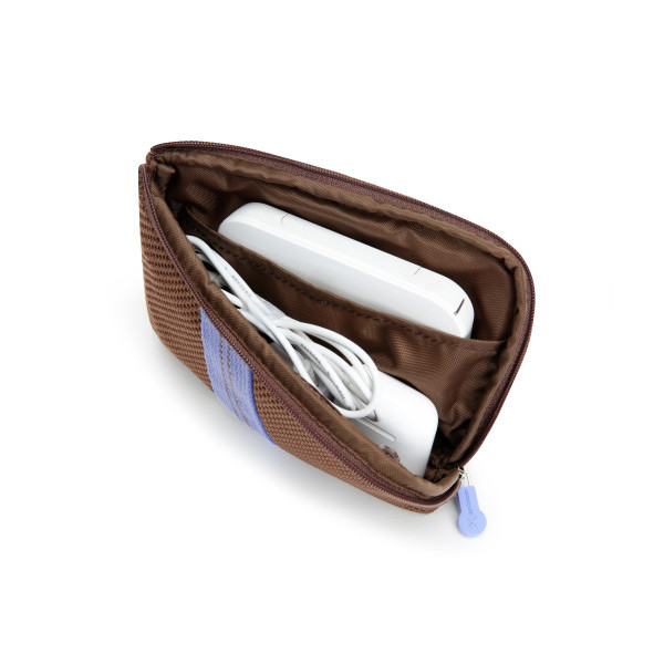 Milky Brown - Monopoly Air mesh small cable half zipper case pouch