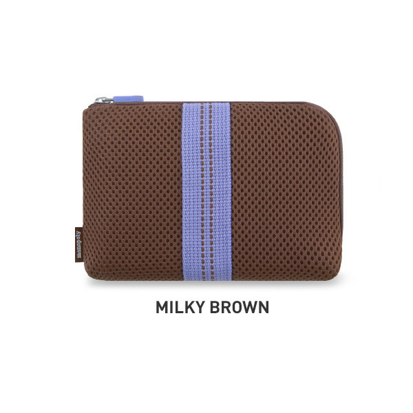 Milky Brown - Monopoly Air mesh small cable half zipper case pouch