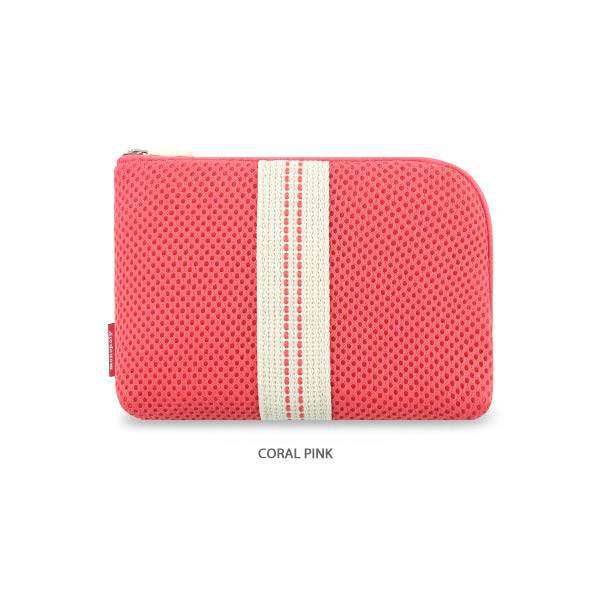Coral pink - Monopoly Air mesh small cable half zipper case pouch