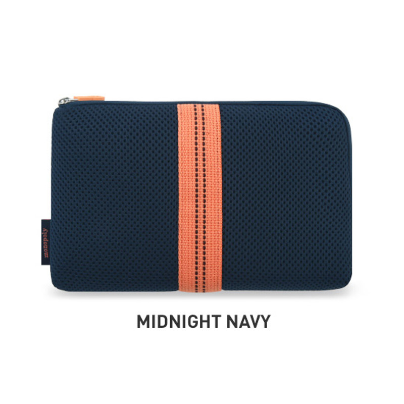 Midnight Navy - Monopoly Air mesh large cable half zipper case pouch Midnight Navy - Monopoly Air mesh large cable half zipper case pouch