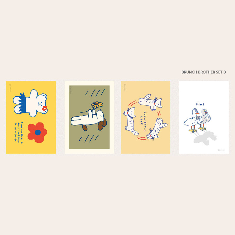 Brunch brother set B - ROMANE Donat brunch brother postcard 4 sheets set