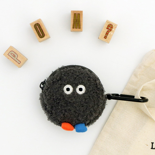 Gray PomPom - ROMANE Brunch brother AirPods zipper pouch bag