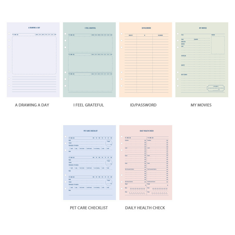 Option - PAPERIAN Make a memo 6-ring A5 size planner notebook refill Option - PAPERIAN Make a memo 6-ring A5 size planner notebook refill