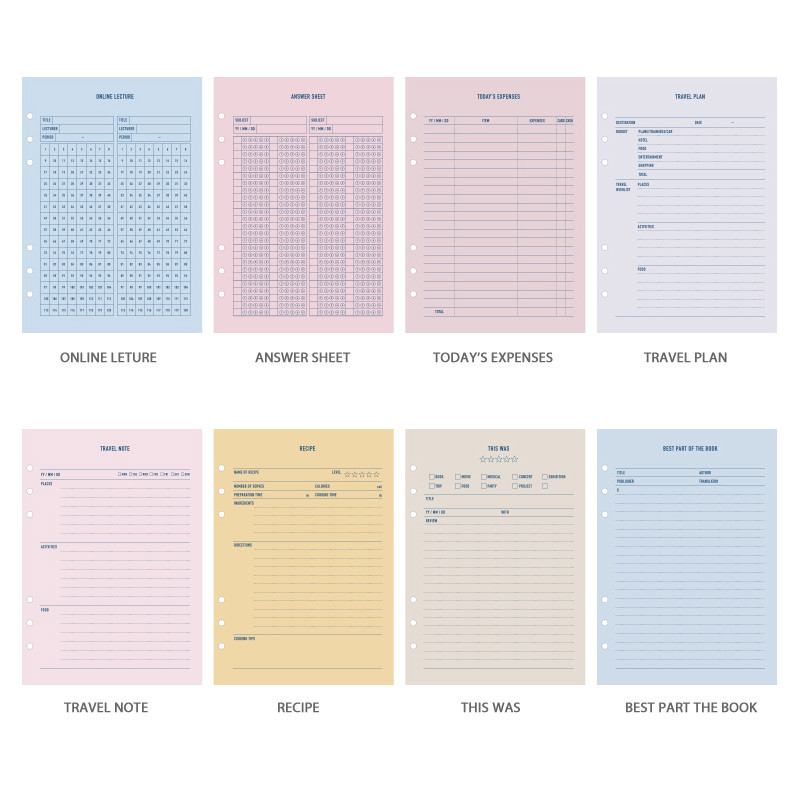 Option - PAPERIAN Make a memo 6-ring A5 size planner notebook refill Option - PAPERIAN Make a memo 6-ring A5 size planner notebook refill