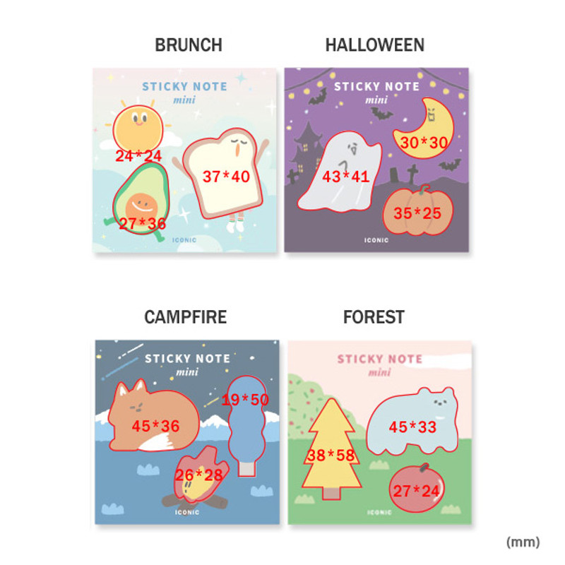 Size of Iconic Mini buddy sticky note memo set Size of Iconic Mini buddy sticky note memo set
