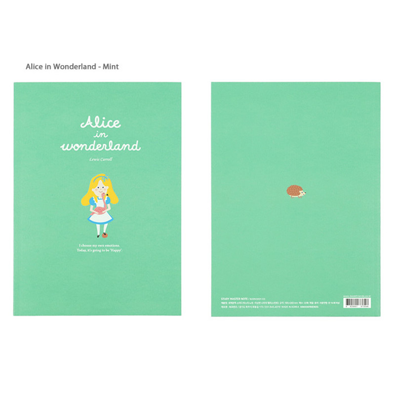 Alice in Wonderland Mint - Bookfriends World literature lined school study notebook  Alice in Wonderland Mint - Bookfriends World literature lined school study notebook