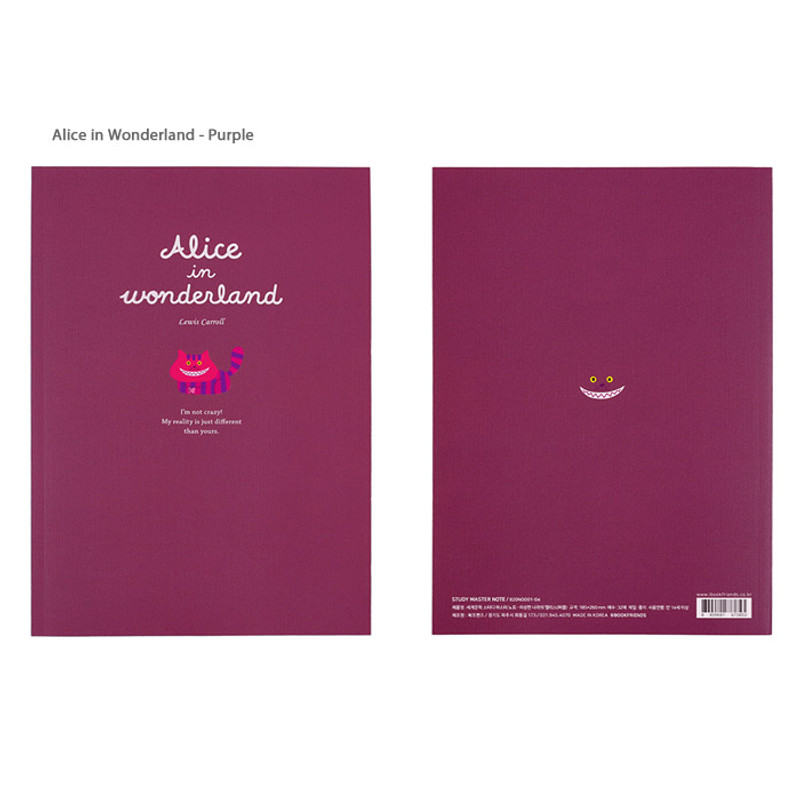 Alice in Wonderland Purple  - Bookfriends World literature lined school study notebook  Alice in Wonderland Purple  - Bookfriends World literature lined school study notebook