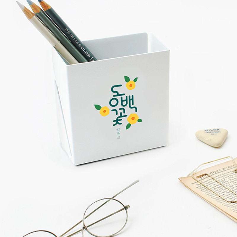 Camellia Flower - Bookfriends Korean literature steel pencil cup pen holder