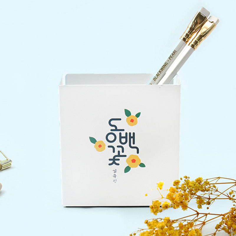 Camellia Flower - Bookfriends Korean literature steel pencil cup pen holder