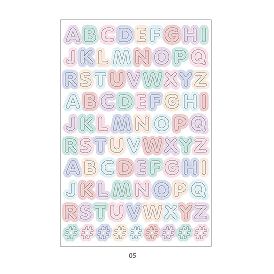 05 - PLEPLE Alphabet gradation paper deco sticker sheet
