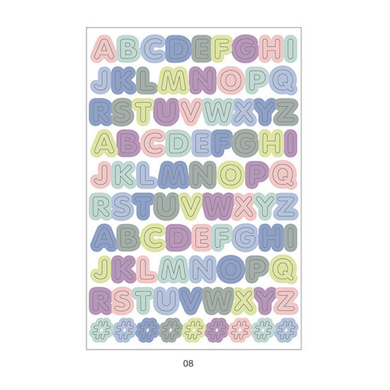 08 - PLEPLE Alphabet gradation paper deco sticker sheet