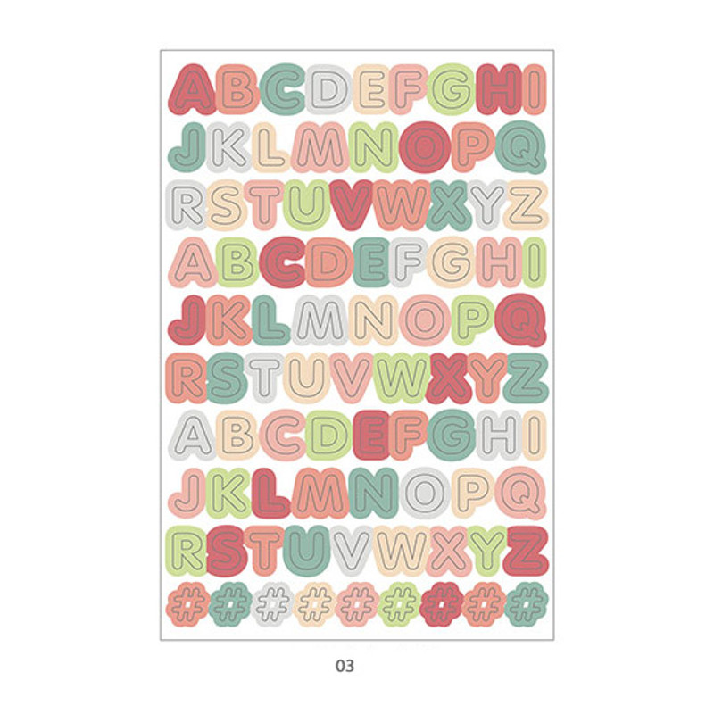 03 - PLEPLE Alphabet gradation paper deco sticker sheet