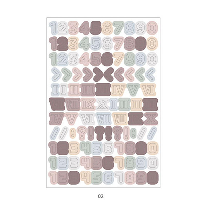 02 - PLEPLE Number gradation paper deco sticker sheet 02 - PLEPLE Number gradation paper deco sticker sheet