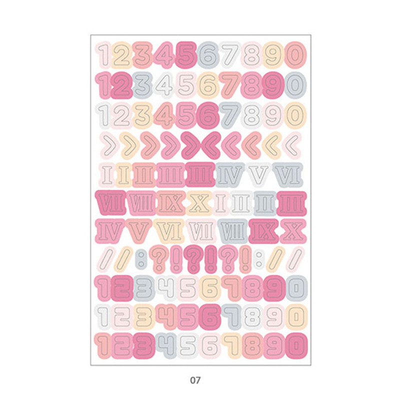 07 - PLEPLE Number gradation paper deco sticker sheet 07 - PLEPLE Number gradation paper deco sticker sheet