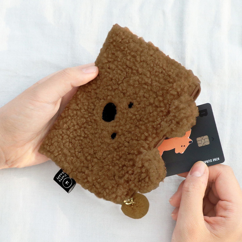 Bear - Iconic Furry buddy zipped card case holder Bear - Iconic Furry buddy zipped card case holder