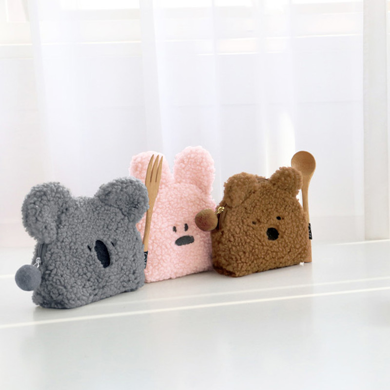 Furry buddy small cosmetic pouch bag