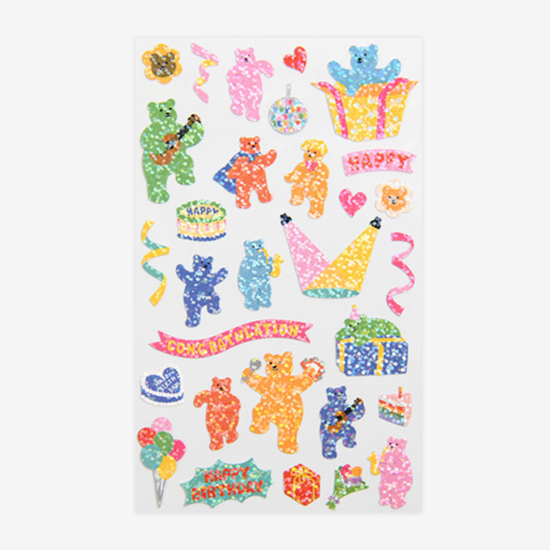 Dailylike Jelly bear party hologram removable sticker Dailylike Jelly bear party hologram removable sticker