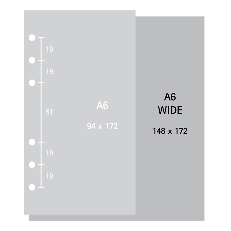 Size - 2NUL Basic 6-ring wide A6 blank note paper refill