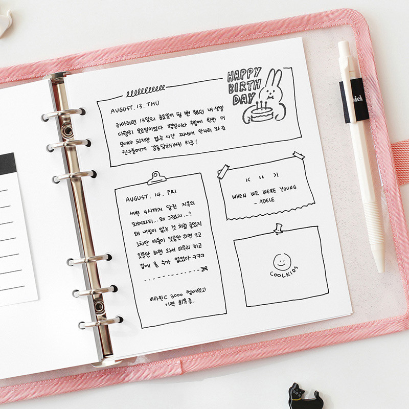 Usage example - 2NUL Basic 6-ring wide A6 blank note paper refill