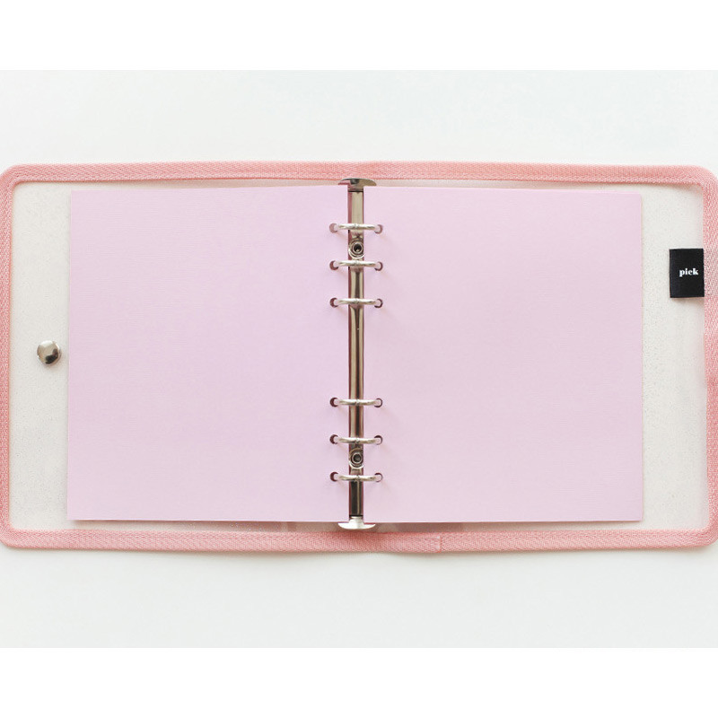 Pink - 2NUL Color A6 wide 6-ring blank notebook refill set