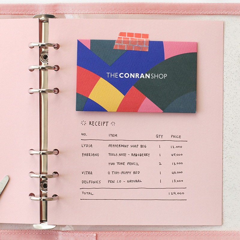 Peach - 2NUL Color A6 wide 6-ring blank notebook refill set