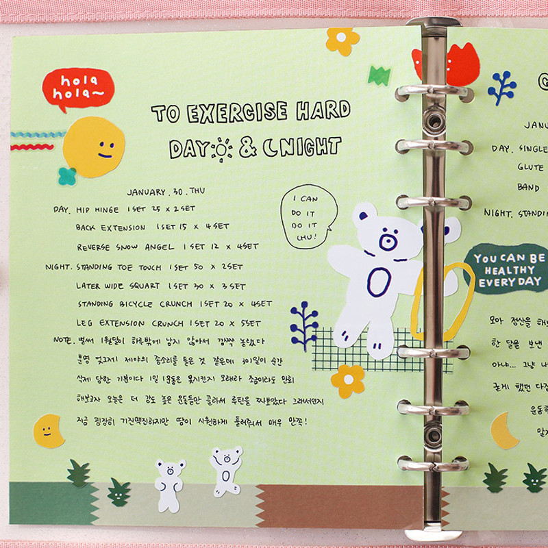 Lime - 2NUL Color A6 wide 6-ring blank notebook refill set