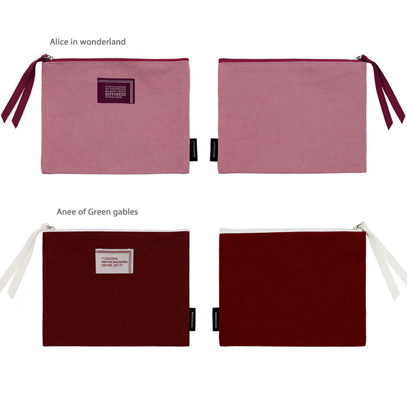 Option - Bookfriends World literature lettering cotton zip pouch