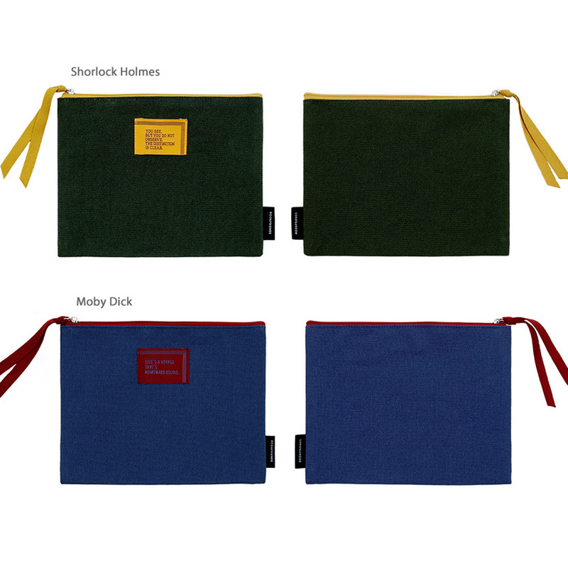 Option - Bookfriends World literature lettering cotton zip pouch