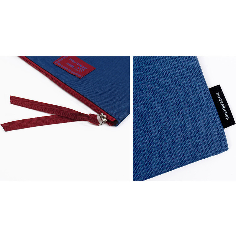 Detail of Bookfriends World literature lettering cotton zip pouch