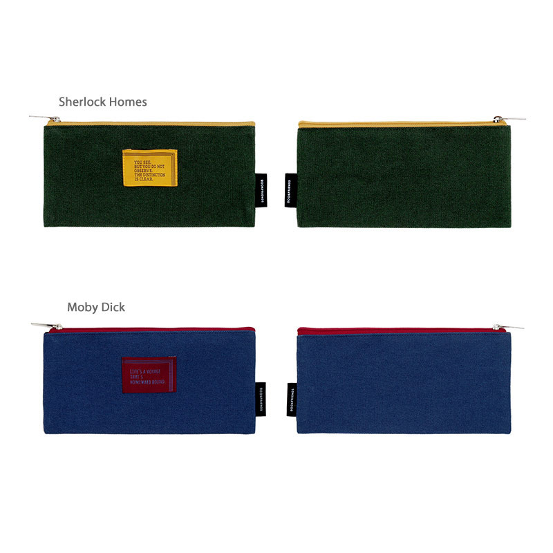 World literature lettering cotton zip pencil case pouch