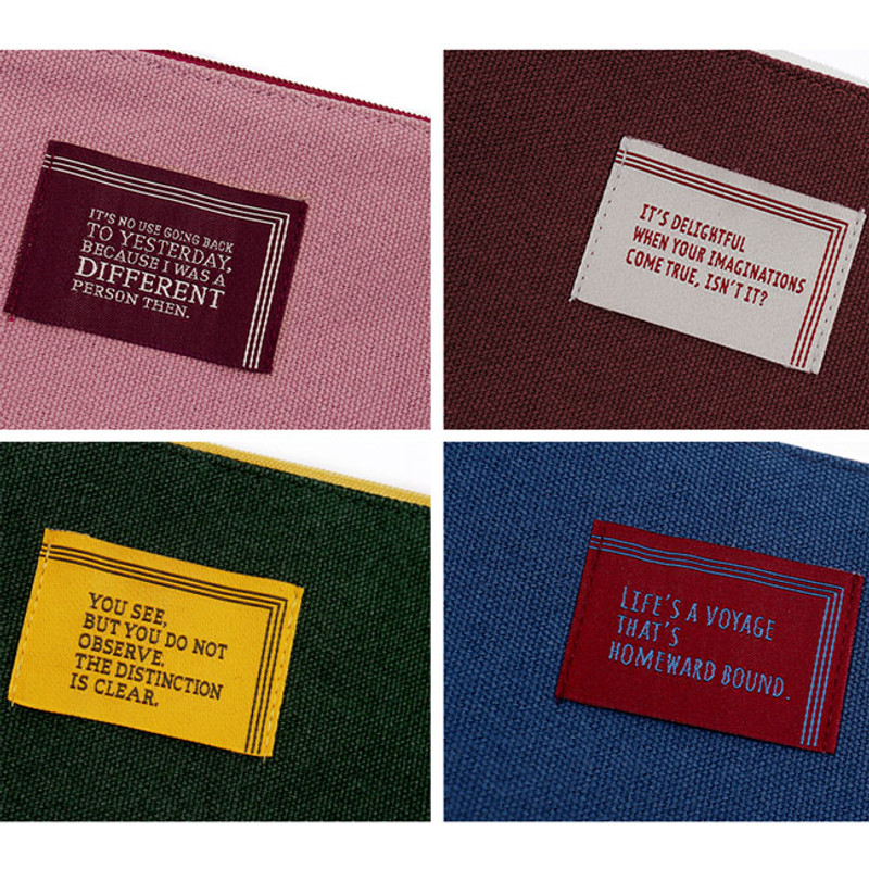 Lettering logo - World literature lettering cotton zip pencil case pouch