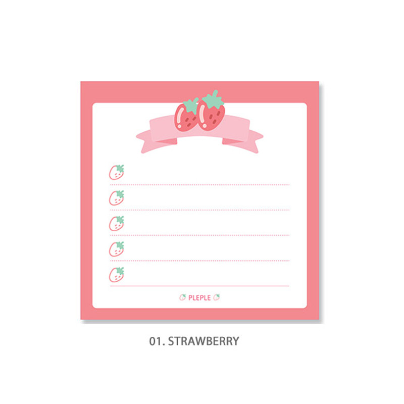 Strawberry - PLEPLE Fruits ribbon memo notes checklist notepad Strawberry - PLEPLE Fruits ribbon memo notes checklist notepad