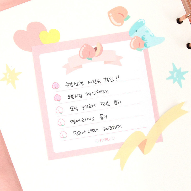 Usage example - PLEPLE Fruits ribbon memo notes checklist notepad Usage example - PLEPLE Fruits ribbon memo notes checklist notepad