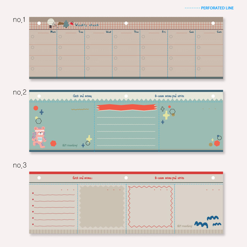 O-ssum standing memo notepad with perforated line