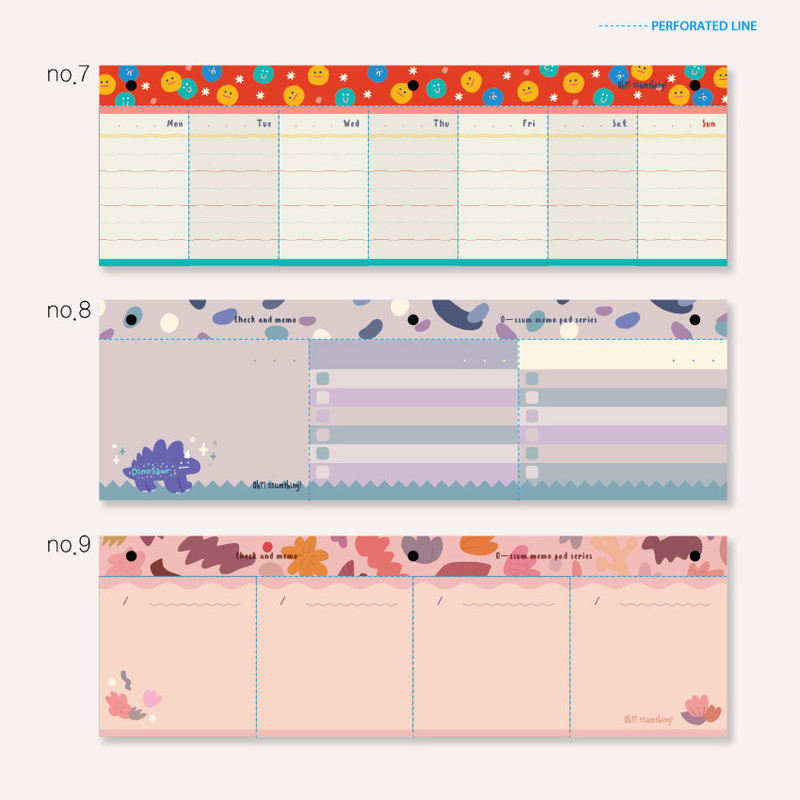 O-ssum standing memo notepad with perforated line