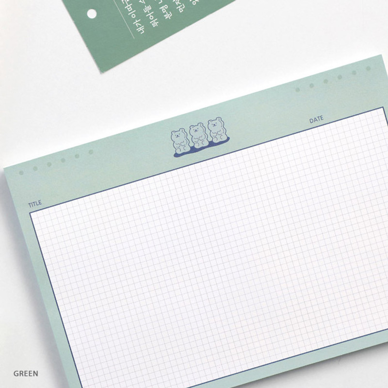 Green - ICONIC Buddy B5 size grid notes memo notepad