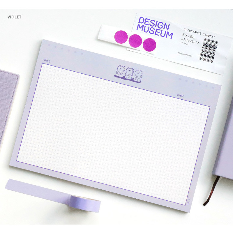 Violet - ICONIC Buddy B5 size grid notes memo notepad