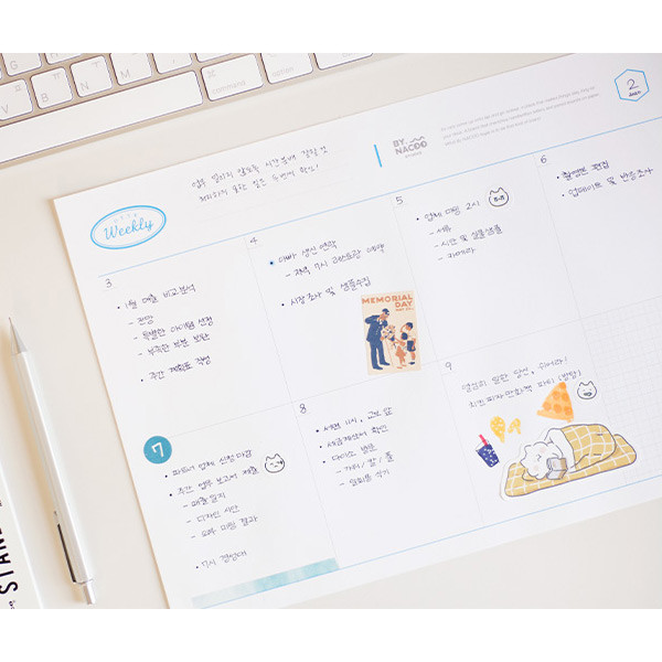 Usage example - NACOO Blue A4 size dateless desk weekly planner scheduler