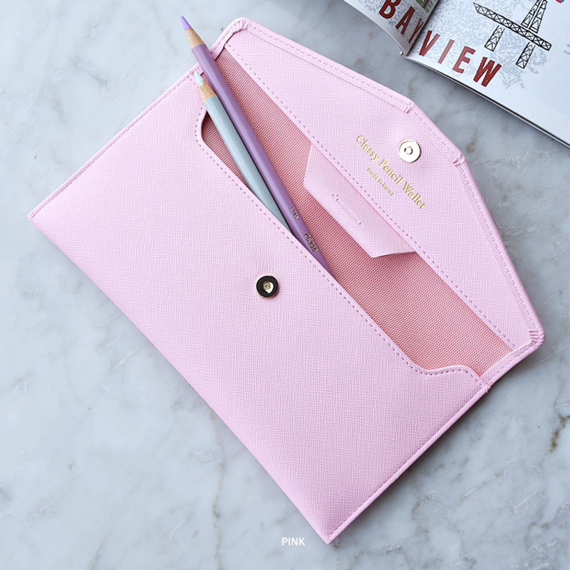 Pink - Play Obje Classy synthetic leather wallet pencil case Pink - Play Obje Classy synthetic leather wallet pencil case