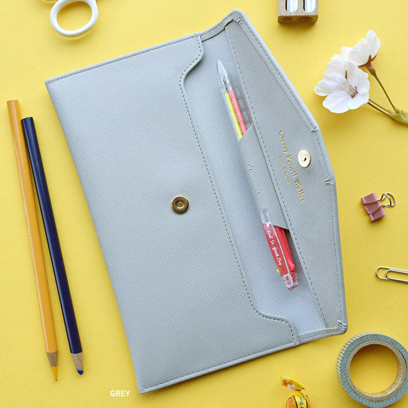 Gray - Play Obje Classy synthetic leather wallet pencil case Gray - Play Obje Classy synthetic leather wallet pencil case