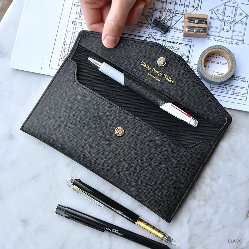 Black - Play Obje Classy synthetic leather wallet pencil case Black - Play Obje Classy synthetic leather wallet pencil case